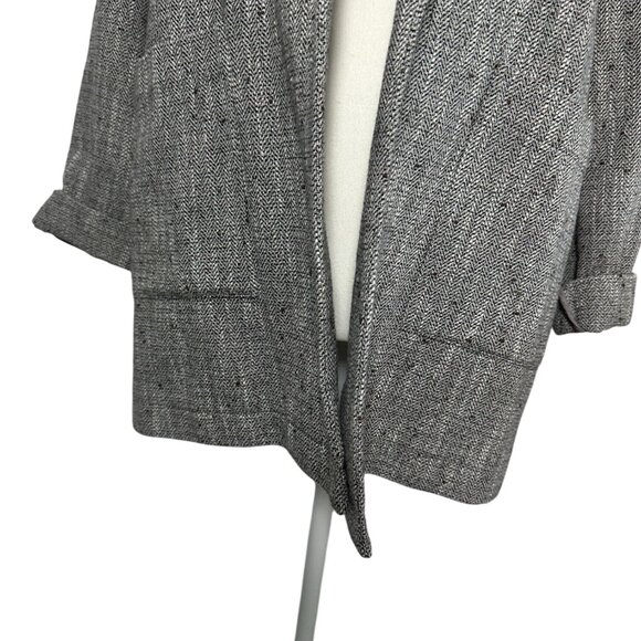 EILEEN FISHER Gray Patterned Lightweight Linen Blend Blazer Jacket Size Small - Picture 3 of 8